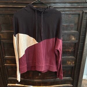 Pact Women's Colorblock Hoodie - Black, Cream, Burgundy